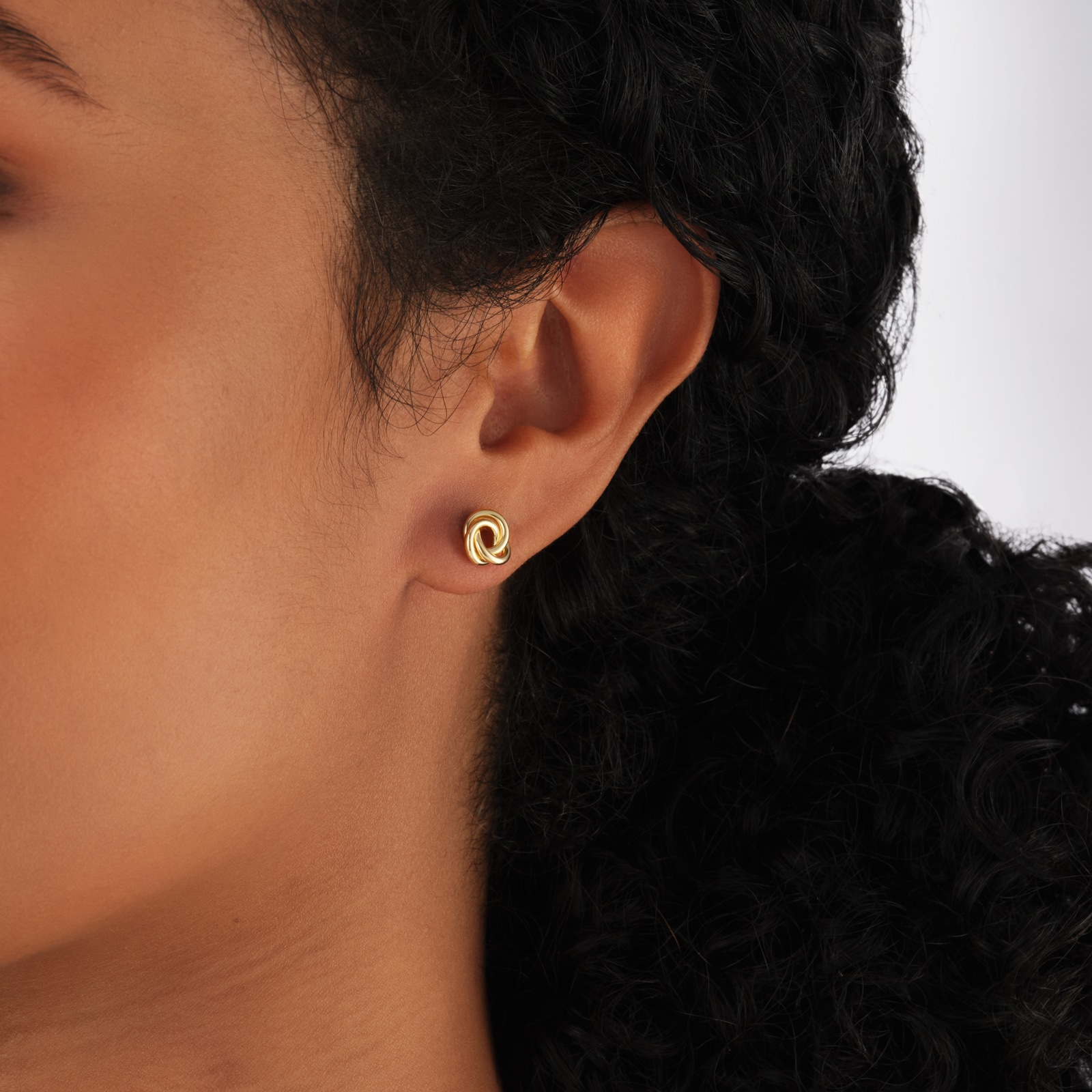 Goldsmiths 18ct Yellow Gold Open Flat Knot Stud Earrings
