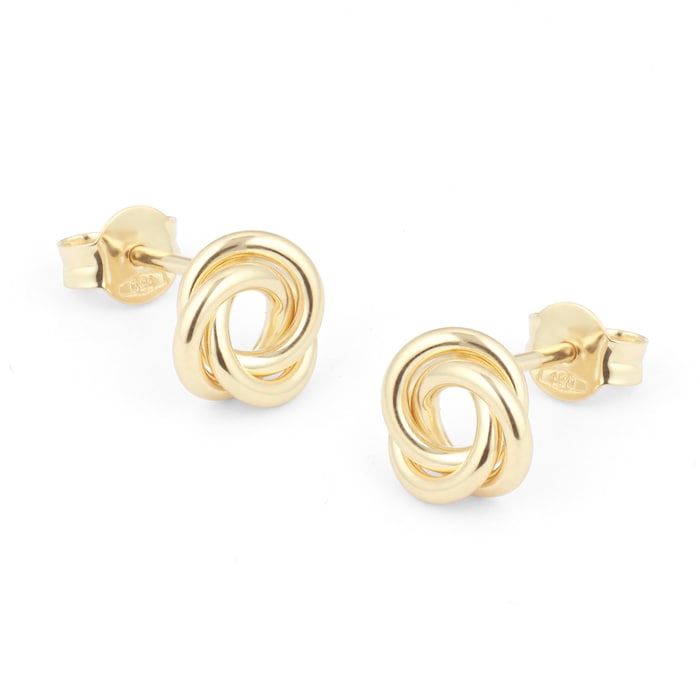 Goldsmiths 18ct Yellow Gold Open Flat Knot Stud Earrings