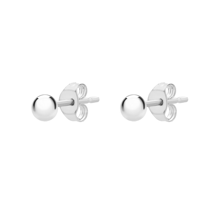 Goldsmiths 9ct White Gold 3mm Polished Ball Stud Earrings 5.55.5853 ...