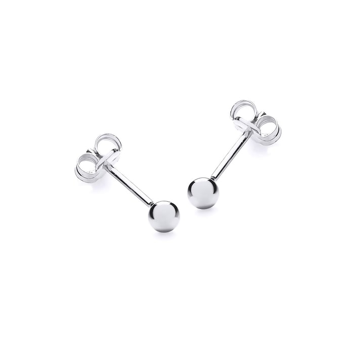 Goldsmiths 9ct White Gold 3mm Polished Ball Stud Earrings