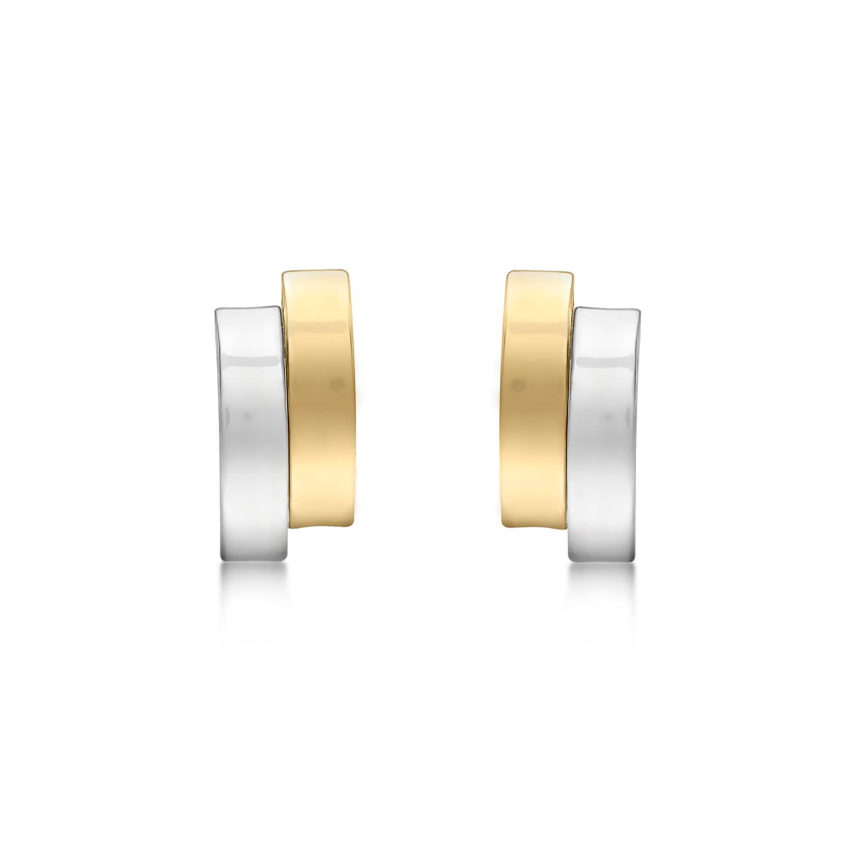 9ct Yellow and White Gold Asymmetric Double-Bars Stud Earrings