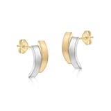 Goldsmiths 9ct Yellow and White Gold Asymmetric Double-Bars Stud Earrings