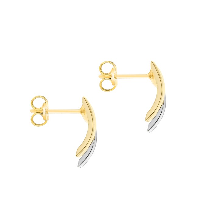 Goldsmiths 9ct Yellow and White Gold Asymmetric Double-Bars Stud Earrings