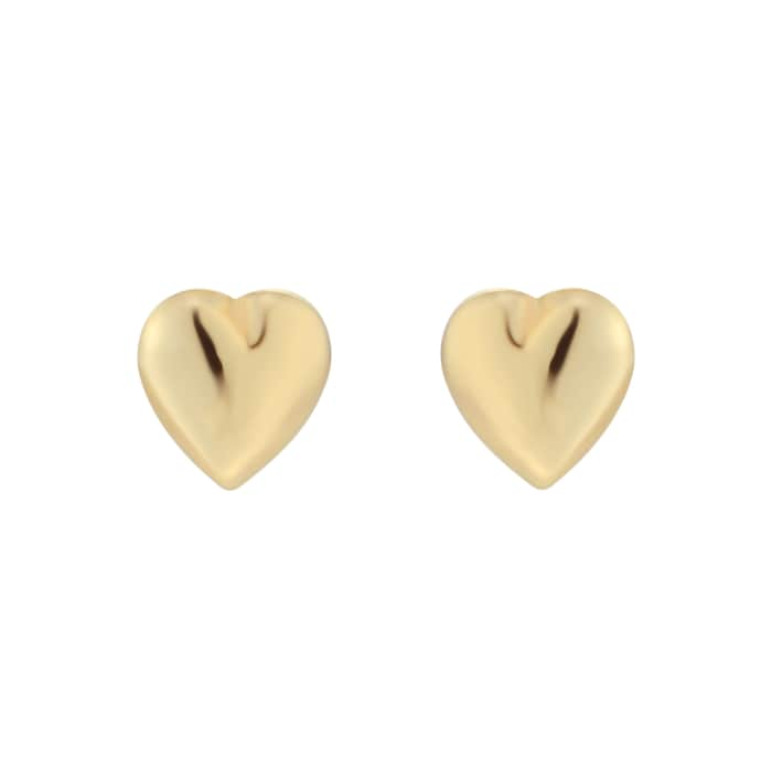 Goldsmiths 9ct Yellow Gold Puff Heart Stud Earrings