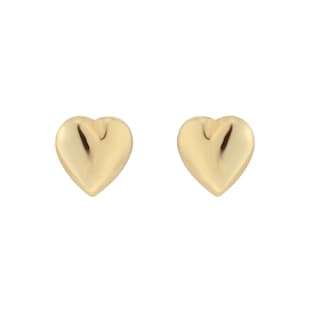 Goldsmiths 9ct Yellow Gold Puff Heart Stud Earrings