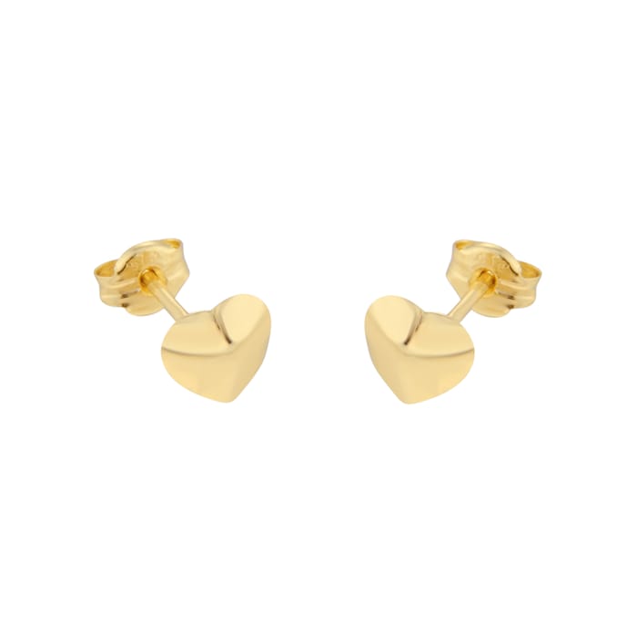 Goldsmiths 9ct Yellow Gold Puff Heart Stud Earrings