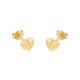 Goldsmiths 9ct Yellow Gold Puff Heart Stud Earrings