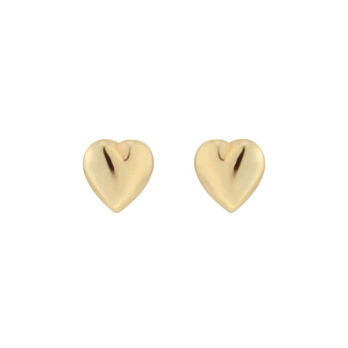 Goldsmiths 9ct Yellow Gold Small Puff Heart Stud Earrings