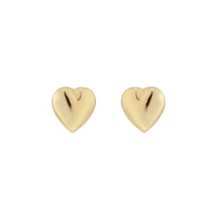 Goldsmiths 9ct Yellow Gold Small Puff Heart Stud Earrings