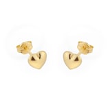 Goldsmiths 9ct Yellow Gold Small Puff Heart Stud Earrings