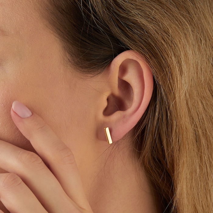 Mappin & Webb 18ct Yellow Gold Bar Stud Earrings