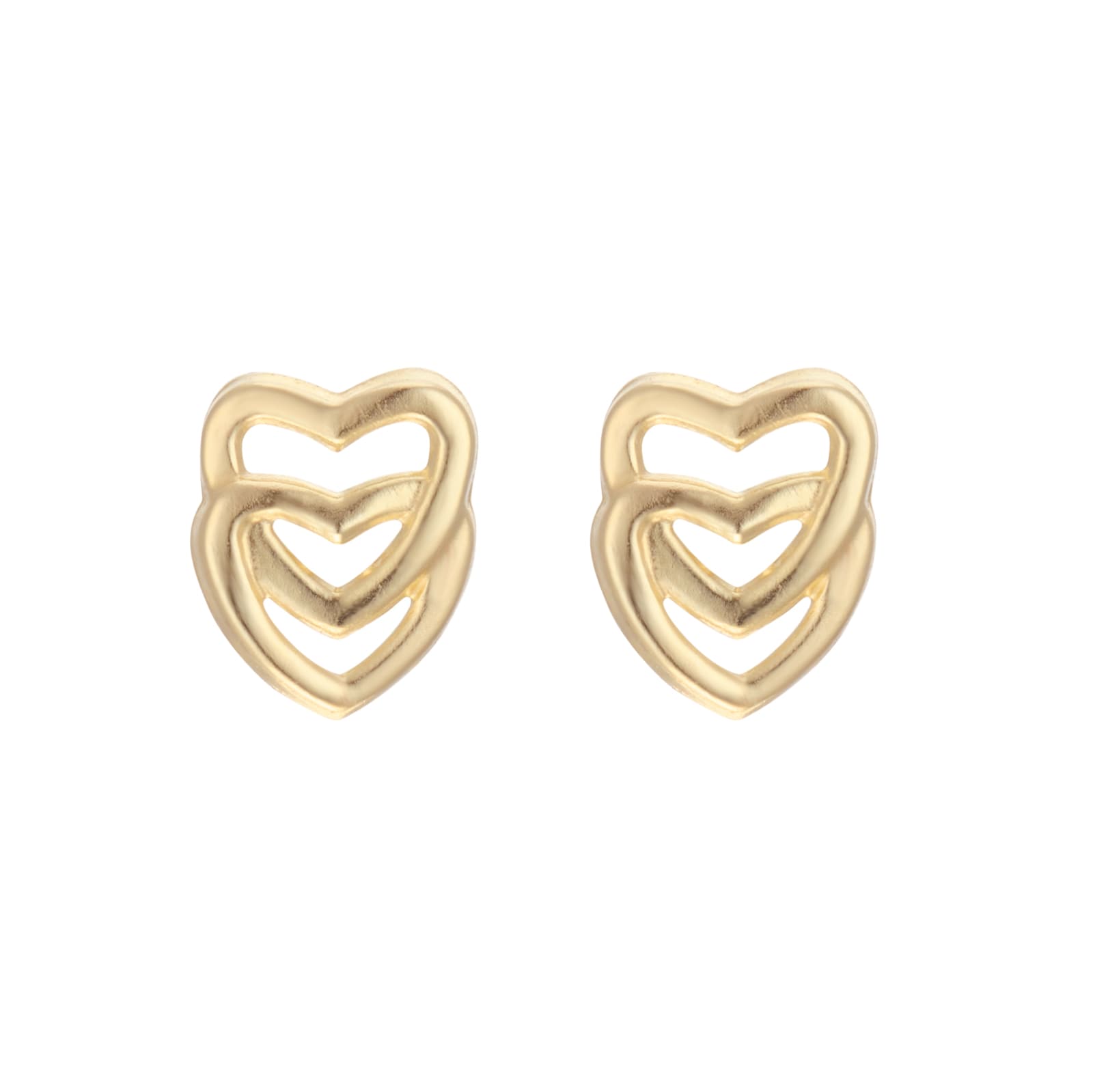 Goldsmiths 9ct Yellow Gold 7x9mm Double Heart Stud Earrings