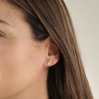 Goldsmiths 9ct Yellow Gold 7x9mm Double Heart Stud Earrings