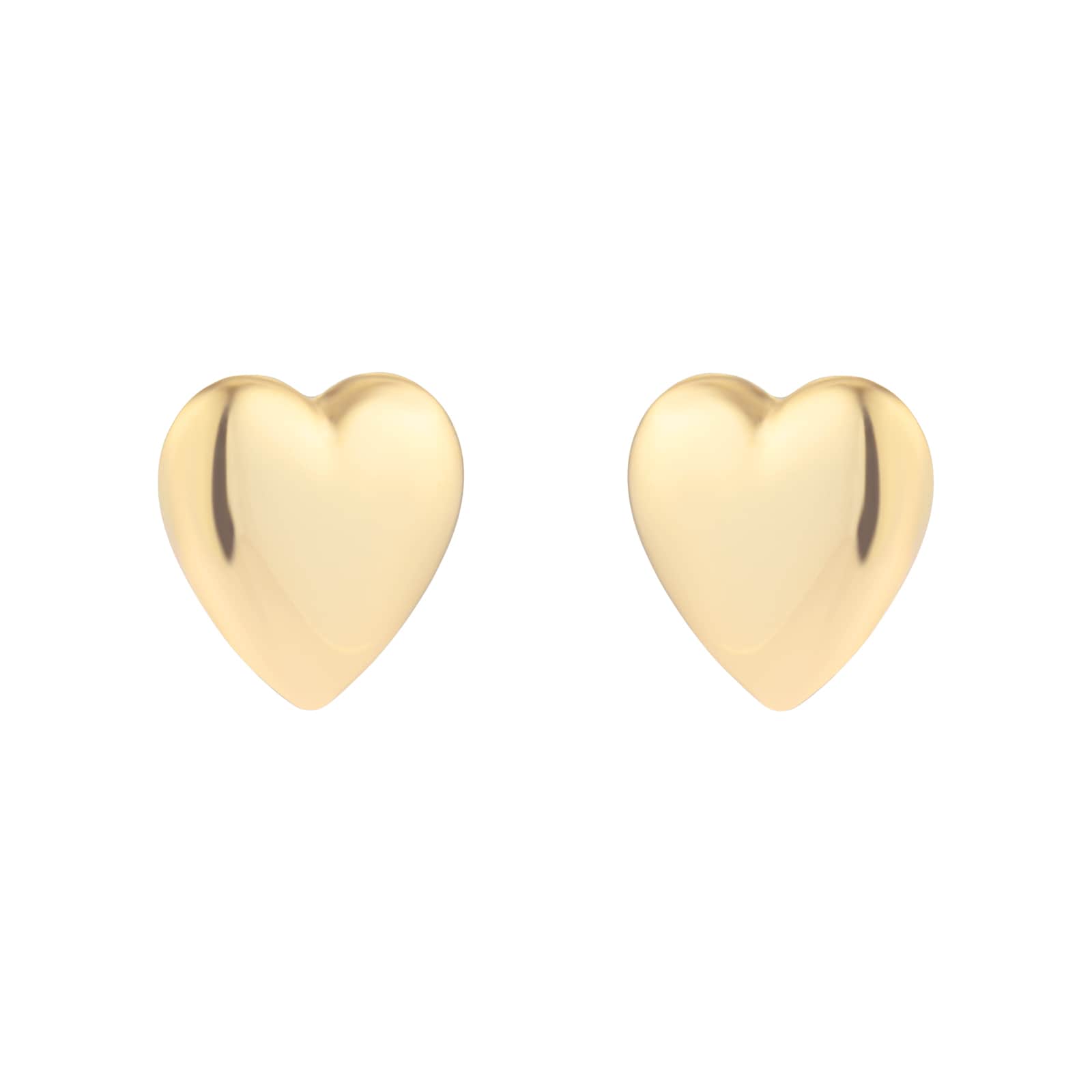 9ct Yellow Gold 9.5mm x 10mm Puff Heart Stud Earrings