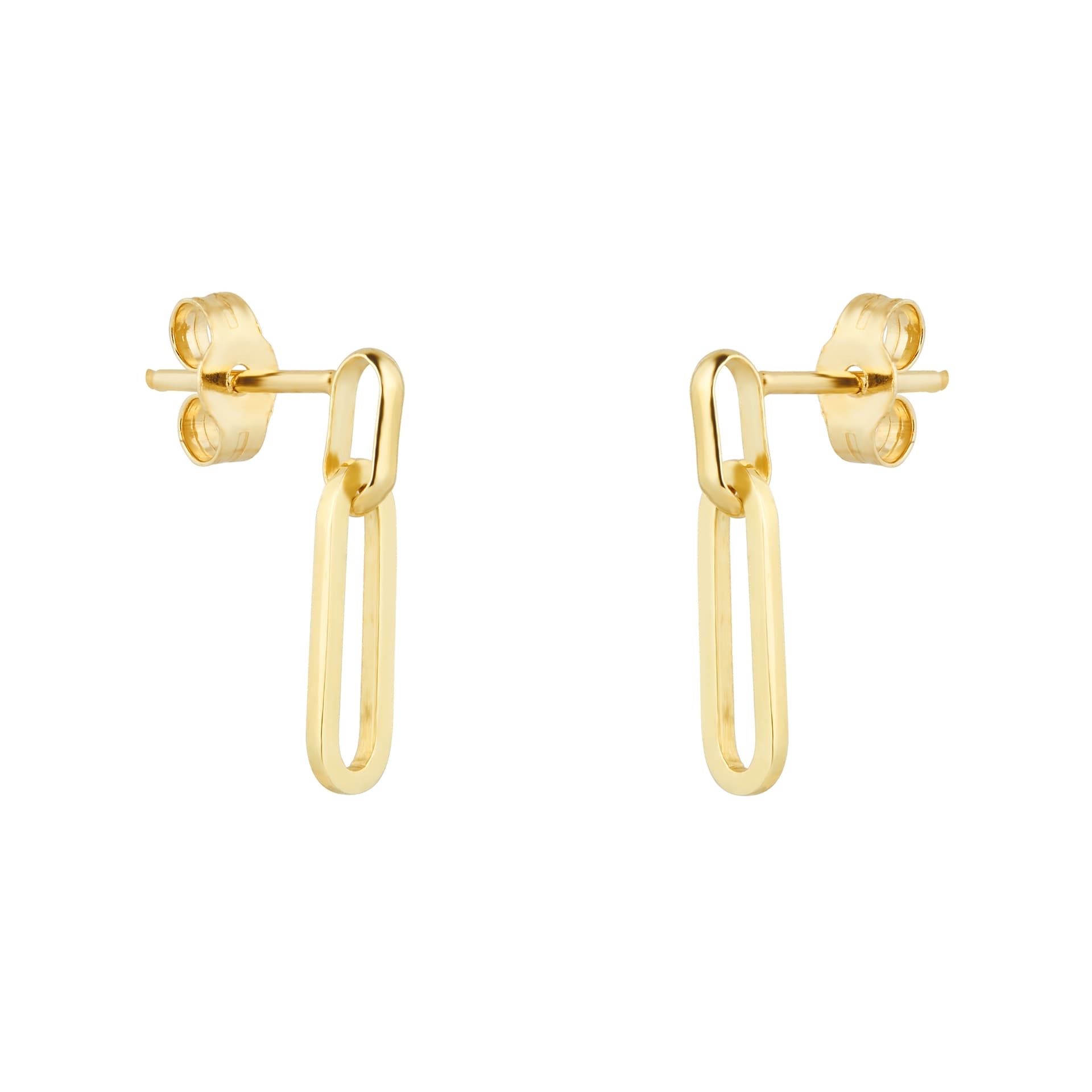 Goldsmiths 9ct Yellow Gold Rectangular Full Link Drop Earrings