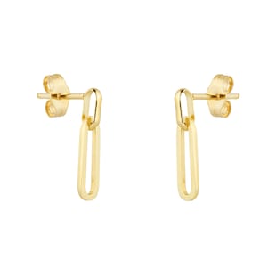 Goldsmiths 9ct Yellow Gold Rectangular Full Link Drop Earrings