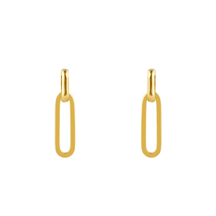 Goldsmiths 9ct Yellow Gold Rectangular Full Link Drop Earrings ...