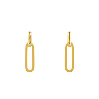 Goldsmiths 9ct Yellow Gold Rectangular Full Link Drop Earrings Goldsmiths 9ct Yellow Gold Rectangular Full Link Drop Earrings