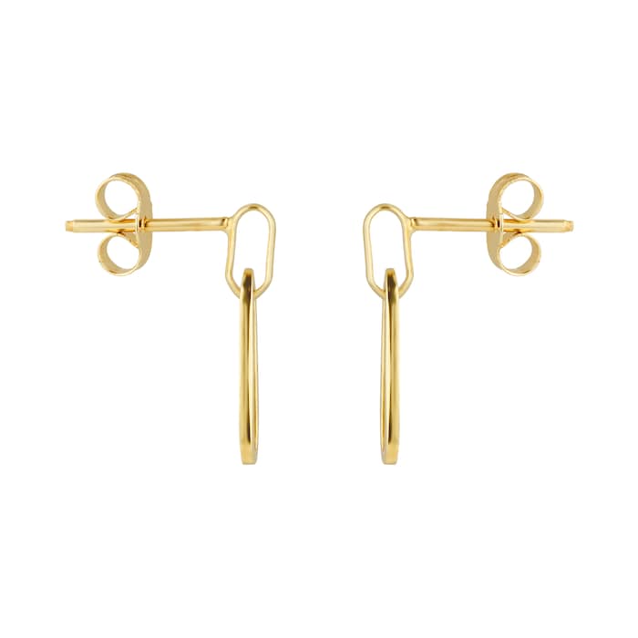 Goldsmiths 9ct Yellow Gold Rectangular Full Link Drop Earrings