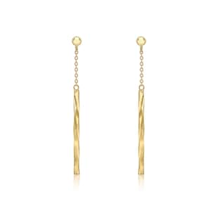 Goldsmiths 9ct Yellow Gold 3mm x 41.5mm Chain and Faceted Bar Drop Earrings