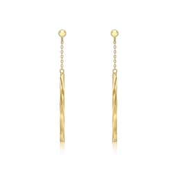 15020121 - 9ct Yellow Gold 3mm x 41.5mm Chain and Faceted Bar Drop Earrings
