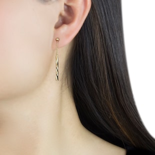 Goldsmiths 9ct Yellow Gold 3mm x 41.5mm Chain and Faceted Bar Drop Earrings