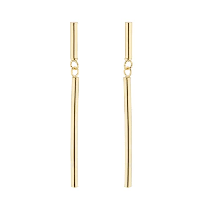 Goldsmiths 9ct Yellow Gold Round Bar Drop Earrings