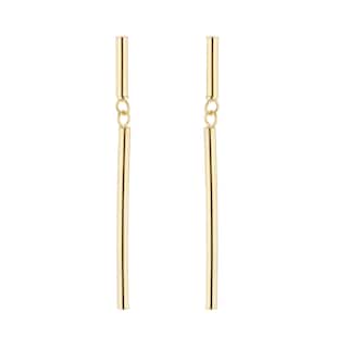 Goldsmiths 9ct Yellow Gold Round Bar Drop Earrings