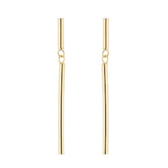 Goldsmiths 9ct Yellow Gold Round Bar Drop Earrings Goldsmiths 9ct Yellow Gold Round Bar Drop Earrings