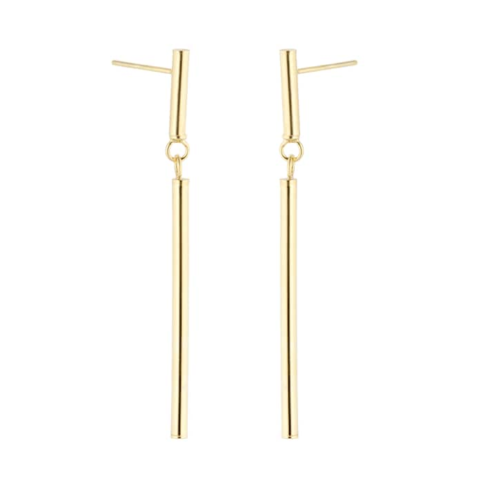 Goldsmiths 9ct Yellow Gold Round Bar Drop Earrings