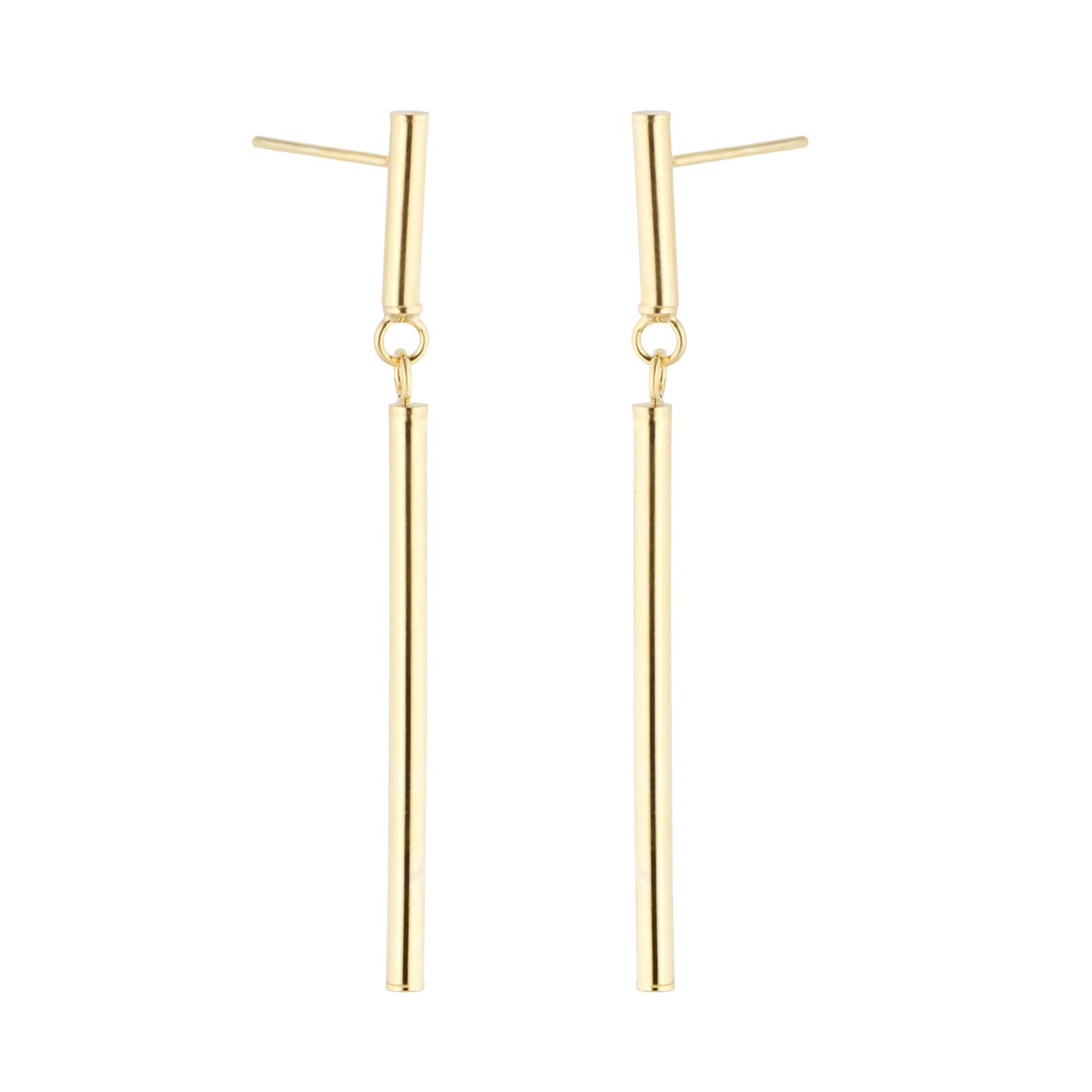Goldsmiths 9ct Yellow Gold Round Bar Drop Earrings