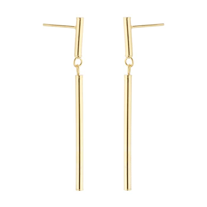 Goldsmiths 9ct Yellow Gold Round Bar Drop Earrings