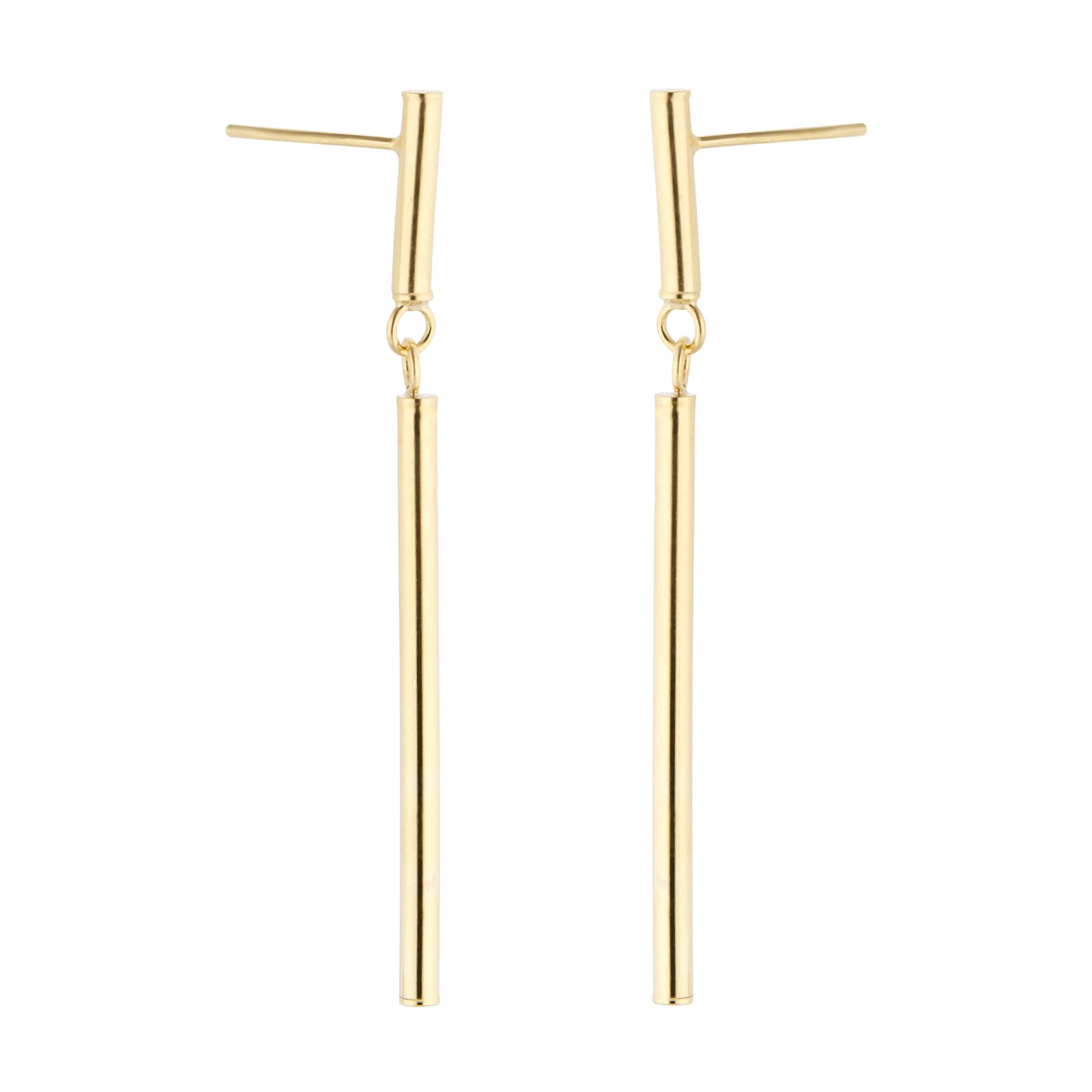 Goldsmiths 9ct Yellow Gold Round Bar Drop Earrings