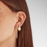 Goldsmiths 9ct Yellow Gold Round Bar Drop Earrings