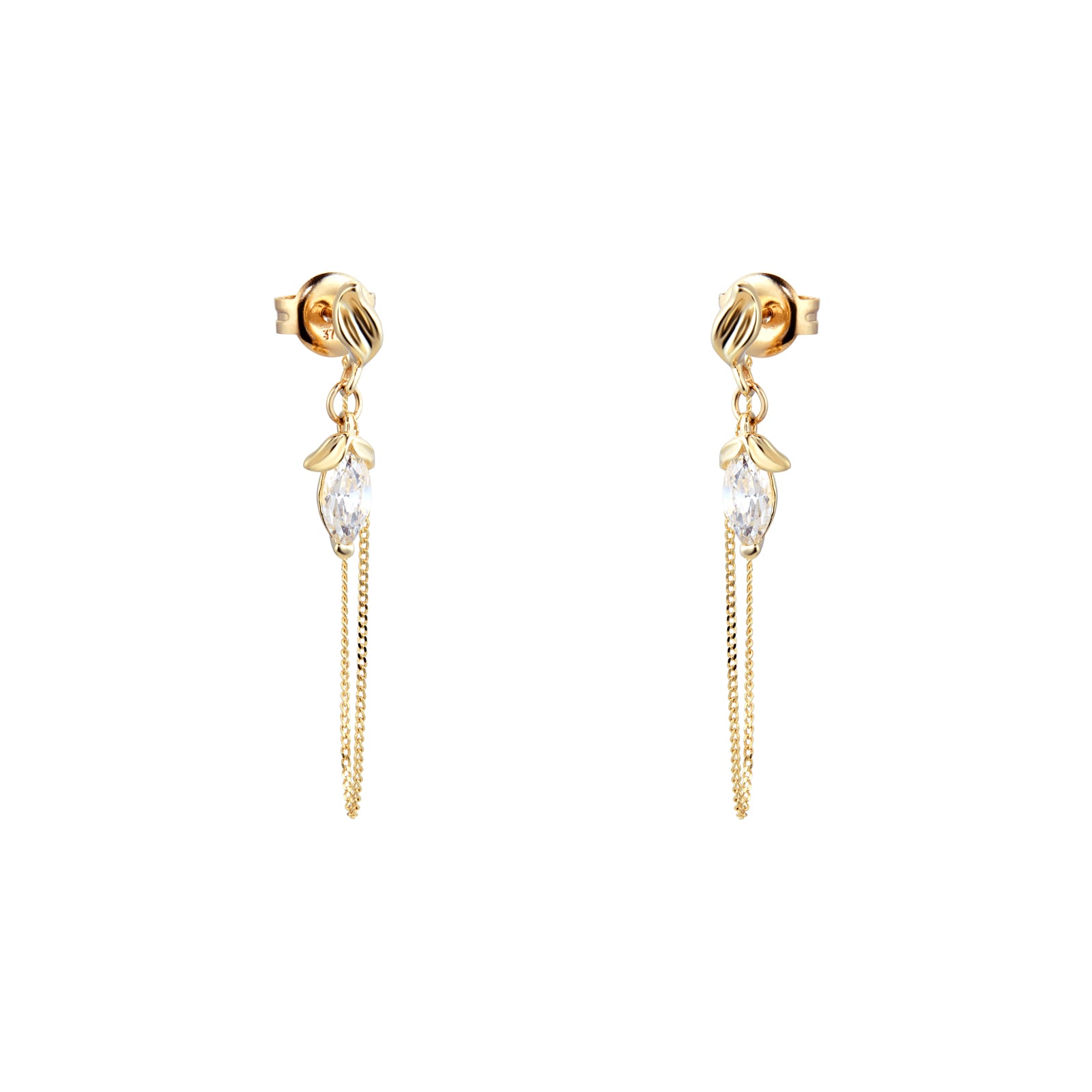 9ct Yellow Gold Moulded Petals Drop Earrings