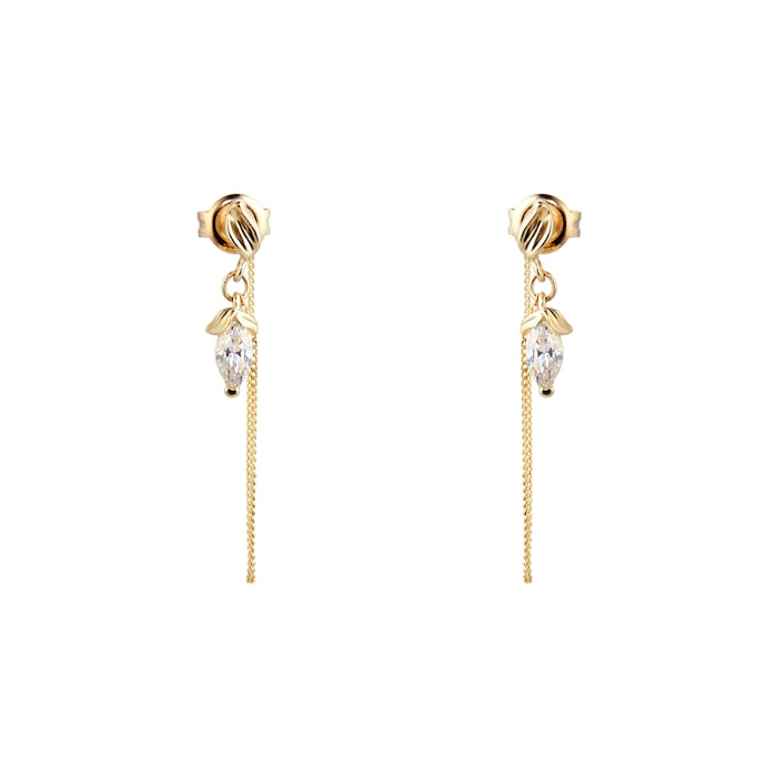 Goldsmiths 9ct Yellow Gold Moulded Petals Drop Earrings