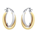 Goldsmiths 9ct 2 Colour Gold Hoop Earrings