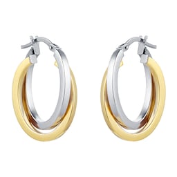 15030303 - 9ct 2 Colour Gold Hoop Earrings