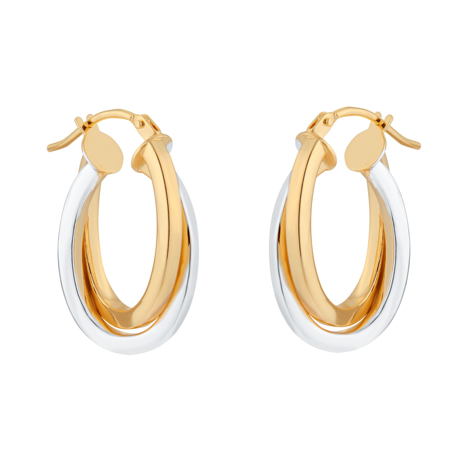 Goldsmiths 9ct 2 Colour Gold Hoop Earrings