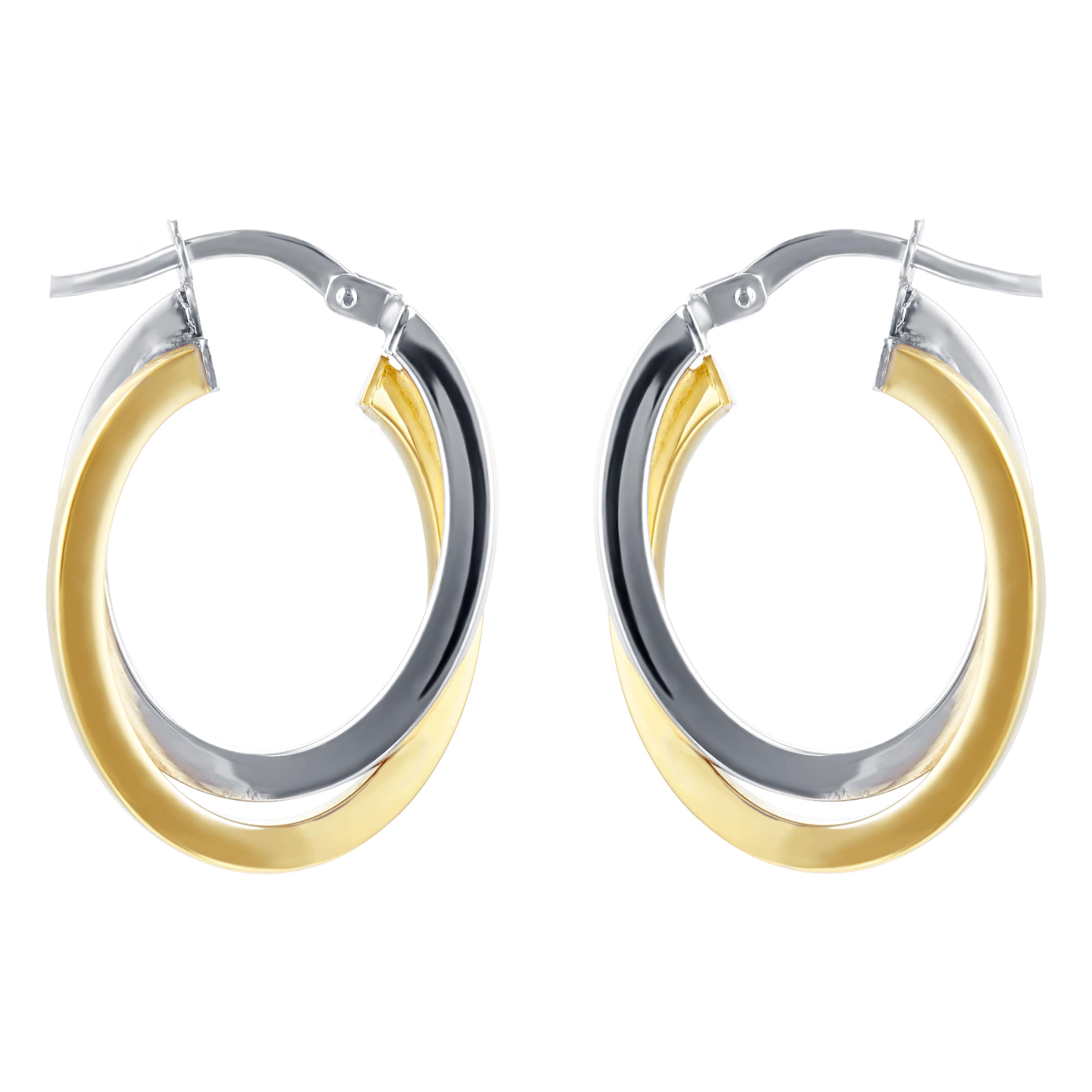 Two tone gold 2025 and silver earrings