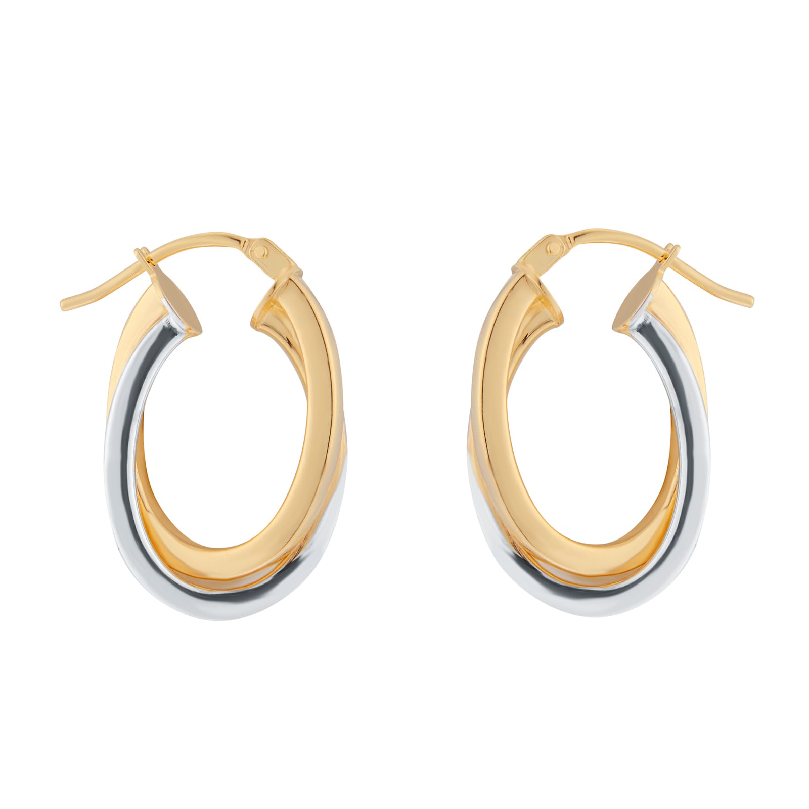 Goldsmiths 9ct 2 Colour Gold Hoop Earrings