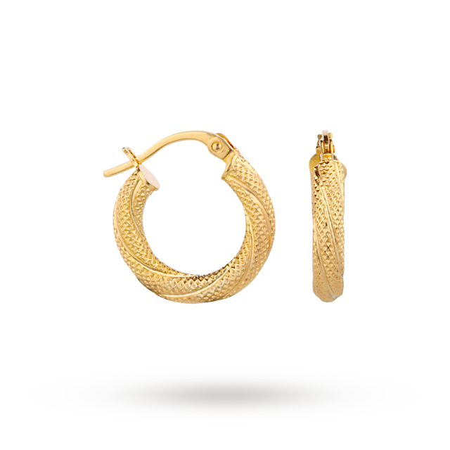 Goldsmiths 9ct Gold Textured Small Hoop Earrings