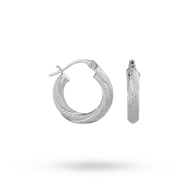 Goldsmiths 9ct Gold Textured Small Hoop Earrings