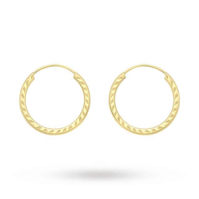 Goldsmiths 9ct Yellow Gold 15mm Hoop Earrings