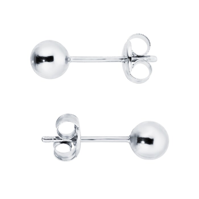 Goldsmiths 9ct White Gold 4mm Spanish Earrings 5.55.0583 | Goldsmiths