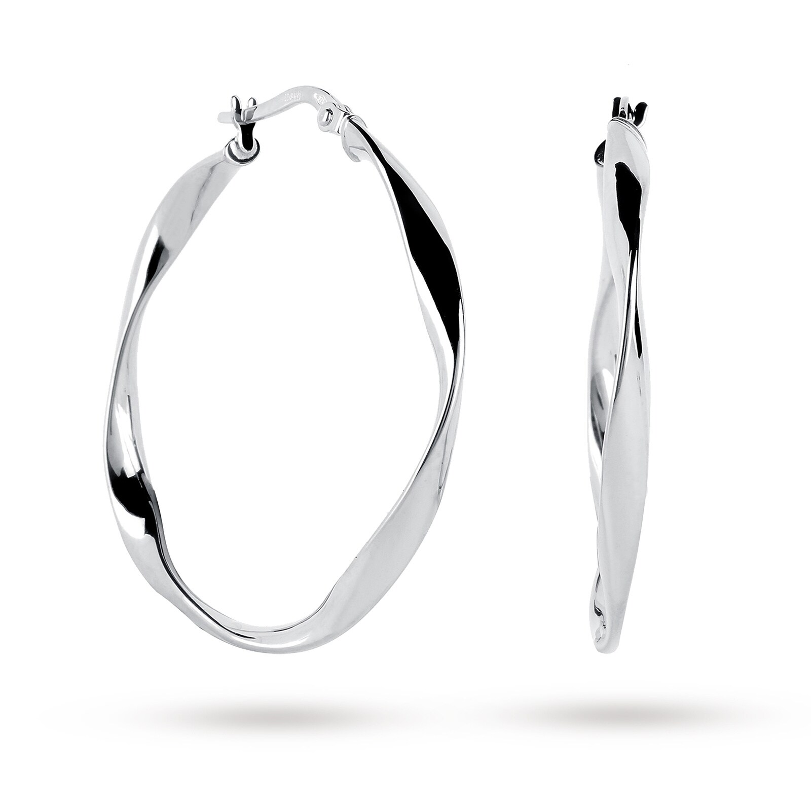 Goldsmiths 9ct White Gold Wave Hoop Earrings