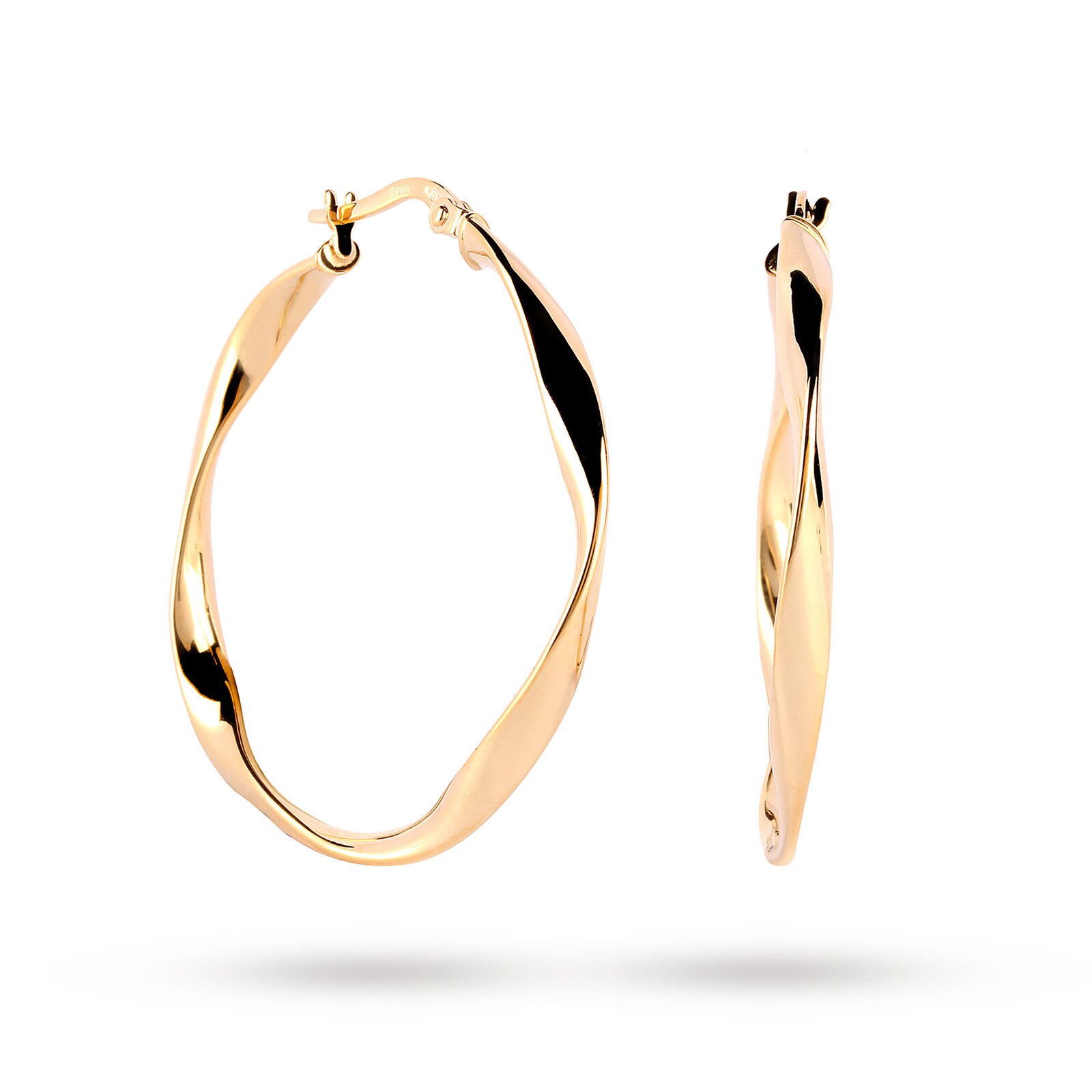 Goldsmiths 9ct Yellow Gold Wave Hoop Earrings