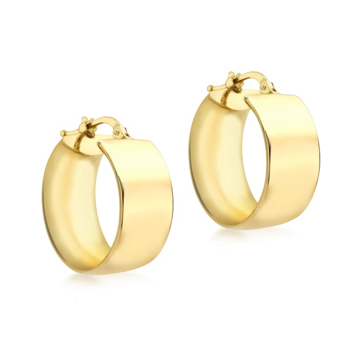 Goldsmiths 9ct Yellow Gold Medium Broad Creole Hoop Earrings