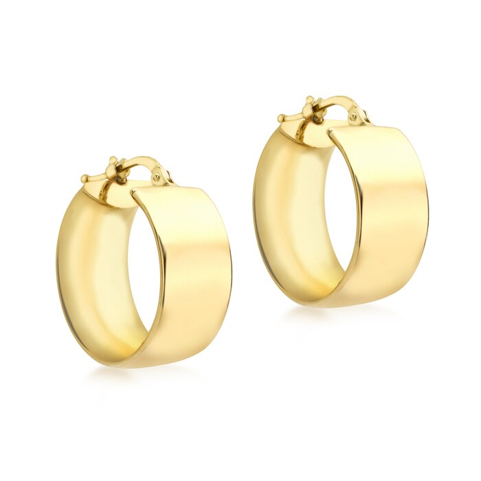 Goldsmiths 9ct Yellow Gold Medium Broad Creole Hoop Earrings