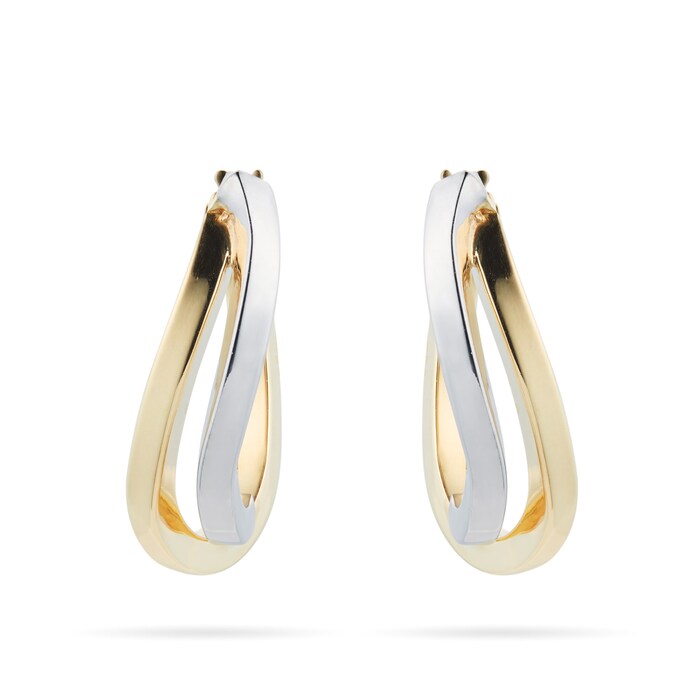 Goldsmiths 9ct Bi-Colour Intertwined Hoop Earrings